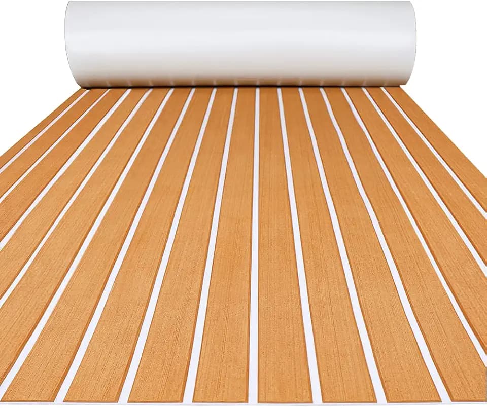 FOCEAN Boat Flooring EVA Foam Boat Decking Faux Teak Marine Flooring Marine Mat Sheet for Motorboat Jon Boats Bass Boat RV Kayak, 94.5"x 47.2"/35.4"/23.6"/15.7"