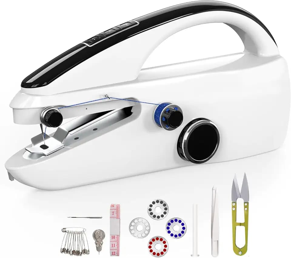 Handheld sewing machine,easy to use, electric sewing machine,fast sewing speed, Easy sewing of clothes and fabrics, suitable for beginners DIY(white)