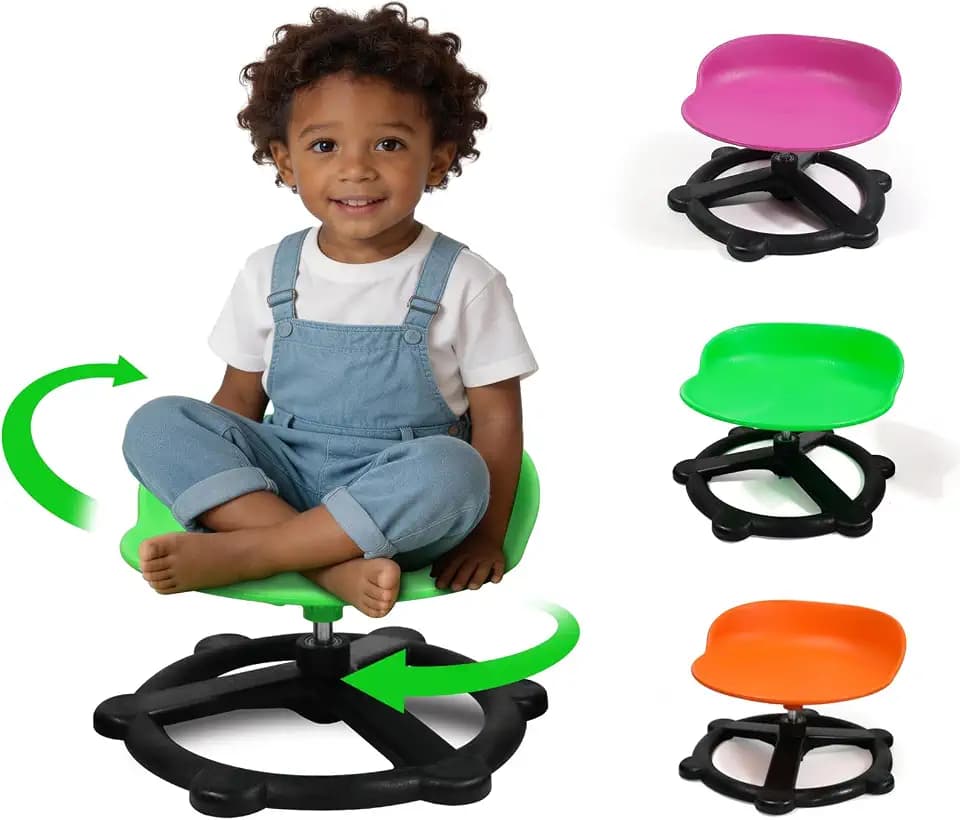 AOBOTE Spinning Chair for Autistic Kids, 360° Silent Rotation Kids Sensory Chair, Durable PP Autism Swivel Chair, Sensory Integration Training Body Coordination Toy