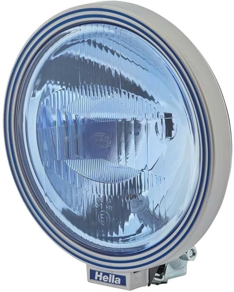 HELLA 1F8 006 800-221 Halogen-Fernscheinwerfer - Rallye 3000 - 12/24V - rund - Referenzzahl: 37.5 - geschraubt - gemusterte Streuscheibe - Lichtscheibenfarbe: hellblau - links/rechts