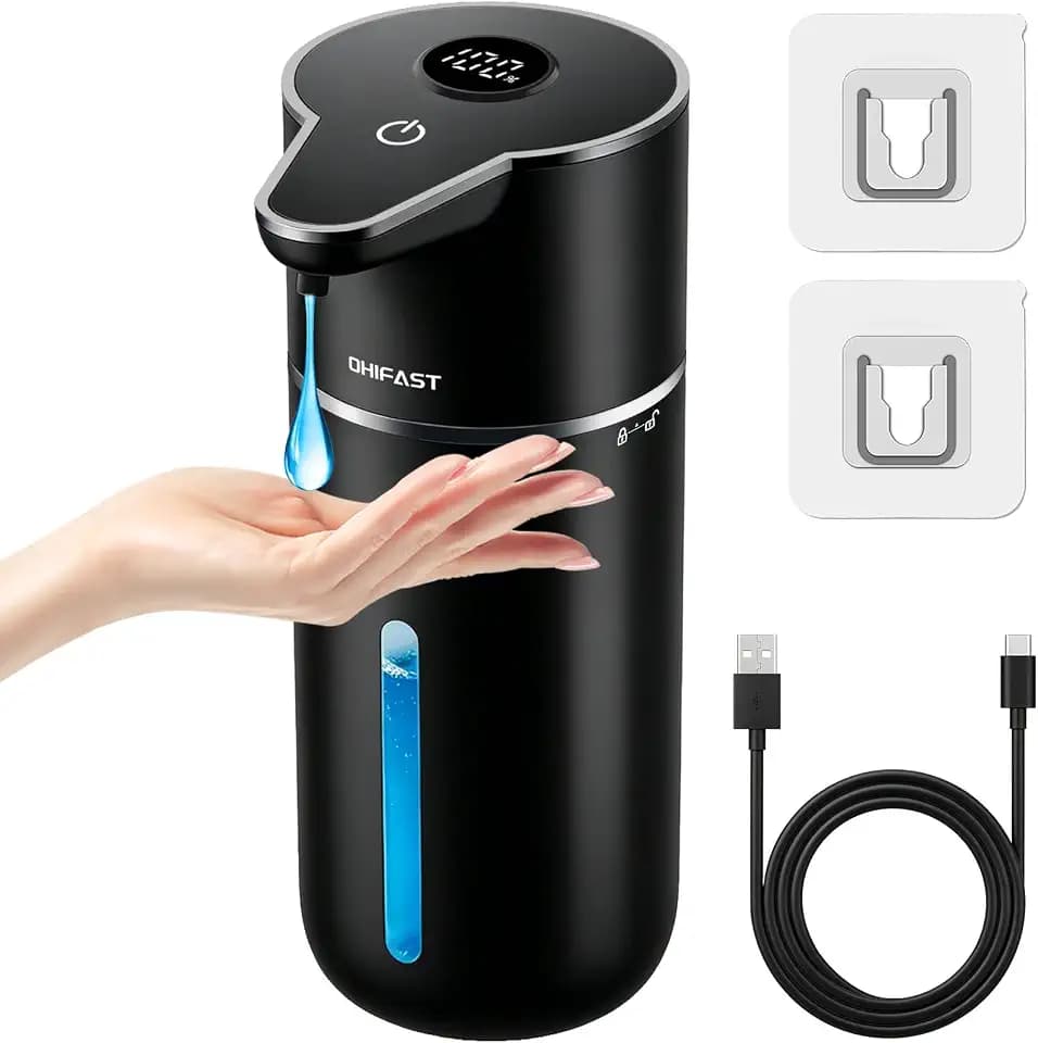 Automatic Liquid Soap Dispenser Touchless,6-Level Adjustable,USB Rechargeable Smart Soap Dispenser,16.9oz/500mL Compatible with Thick Thin Dish/Hand Soap for Bathroom Accessories Kitchen Sink-Black