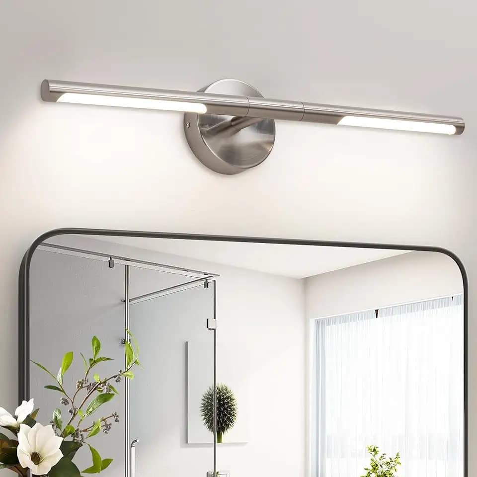 Brushed Nickel Bathroom Light Fixtures Over Mirror 24 Inch, 18W 360° Rotatable Dimmable 4000K LED Vanity Light Bar, Modern Vanity Lights Above Mirror, Led Bathroom Lighting