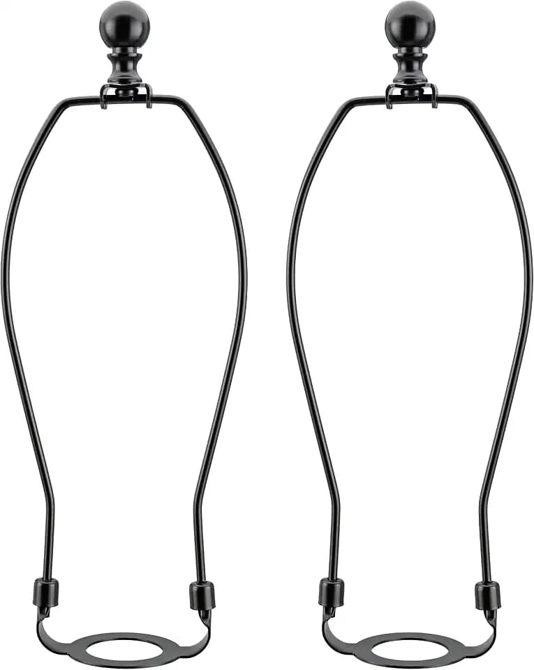 Aspen Creative 20040-32A, 9" Lamp Shade Harp Holder with E26 UNO Fitter Adapter, Includes Solid Steel Bumped Cylinder Finial, 9" Harp, and E26 36mm UNO Fitter in Matte Black Finish, 2 Pack