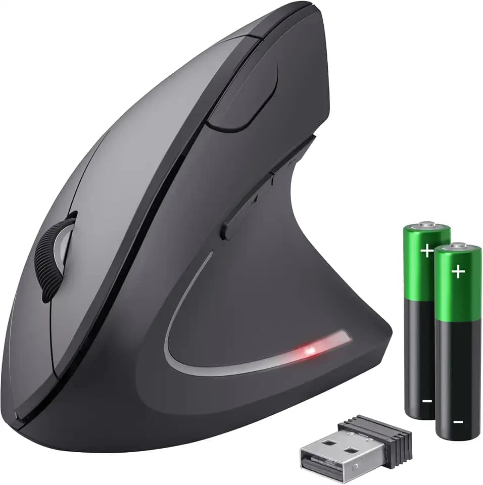 Trust Verto Kabellose Vertikale Maus, Wireless Ergonomische Maus, Schwarz