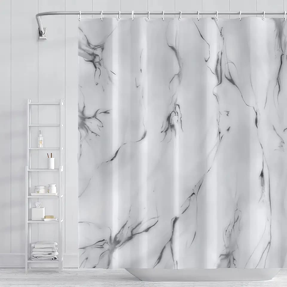 Abstract Black White Marble Shower Curtain for Bathroom 72x78 Inch