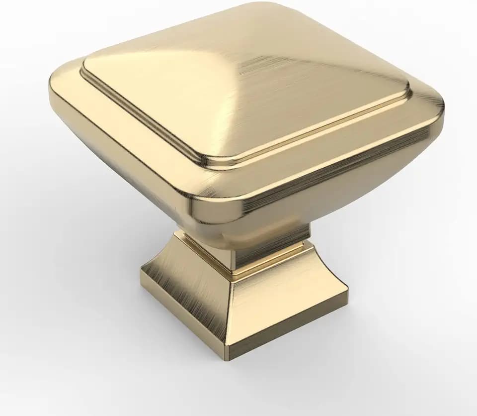 Asidrama 10 Pack Brushed Brass Square Kitchen Cabinet Knobs