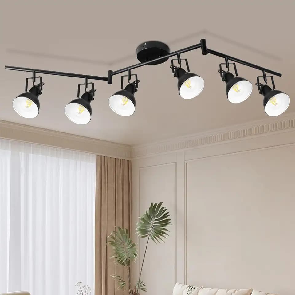 HiBay 6-Light Track Lighting, Adjustable Ceiling Light Fixture Black