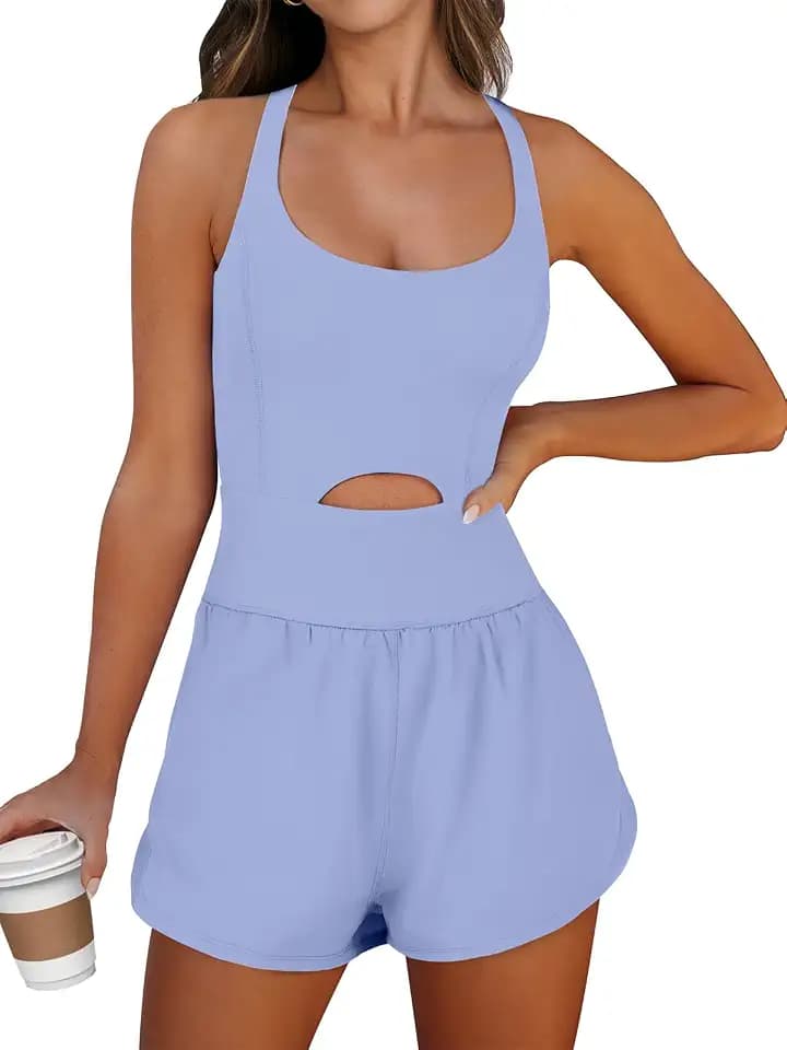 Caracilia Women's Workout Athletic Romper Summer Sets Gym Short Jumpsuits