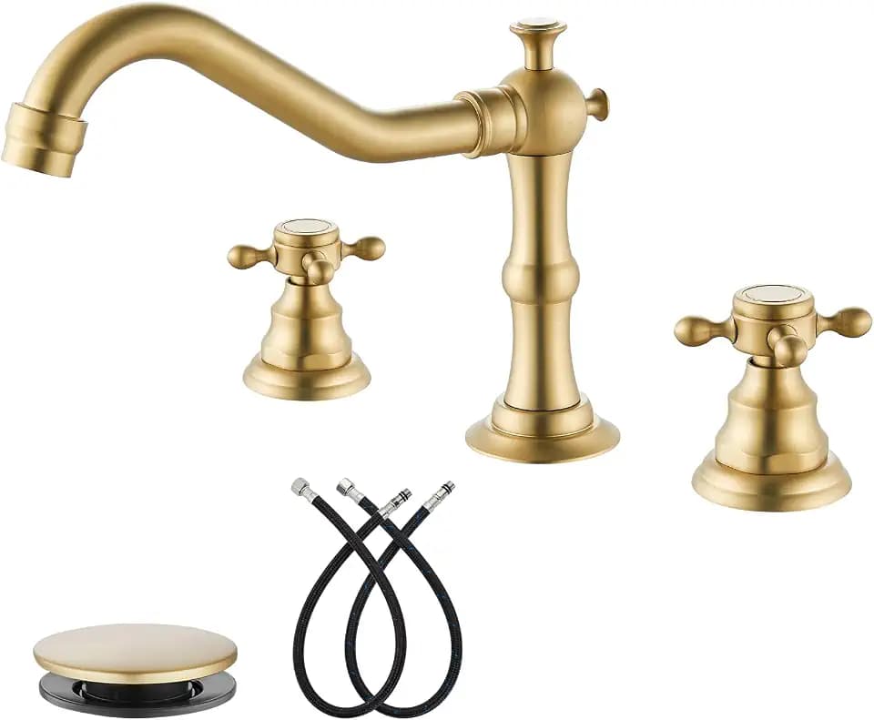 gotonovo 3 Hole 8’’ Widespread Bathroom Sink Faucet Brushed Gold