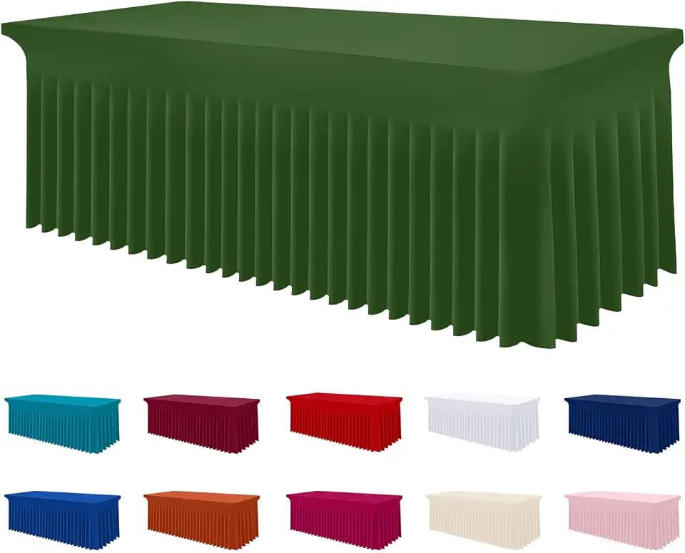 Smiry Spandex Elastic Fitted Table Cloth Skirt for 6FT Rectangle Table