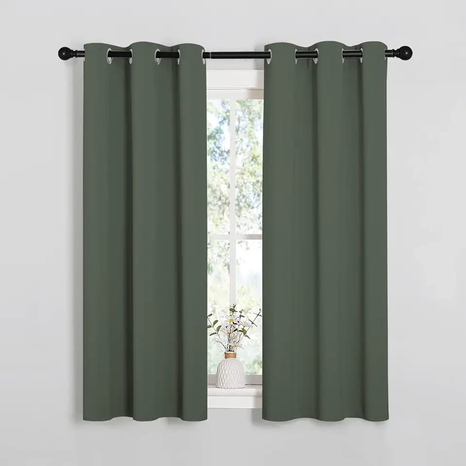 NICETOWN Dark Mallard Blackout Curtains for Kids Room 34" x 54" 2 Panels