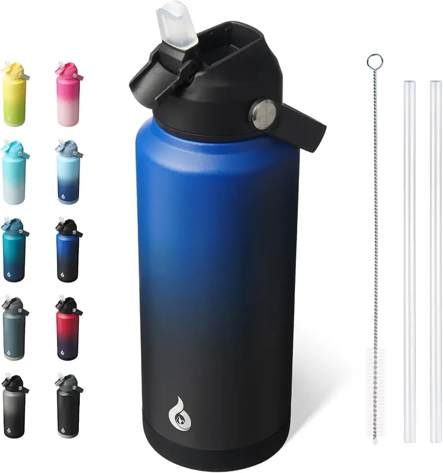 BJPKPK 32oz Insulated Water Bottle, Stainless Steel Bottle with Straw Lid