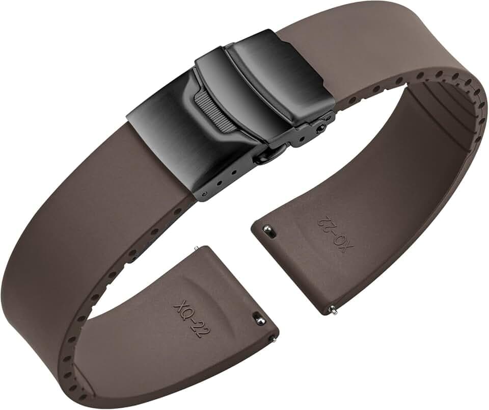 Fluororubber Watch Strap - Fast Release Cut-to-Size 18mm 19mm 20mm 21mm 22mm FKM Rubber Watch Band with Buckle Soft Universal Waterproof Replacement Band Strap for Men Women