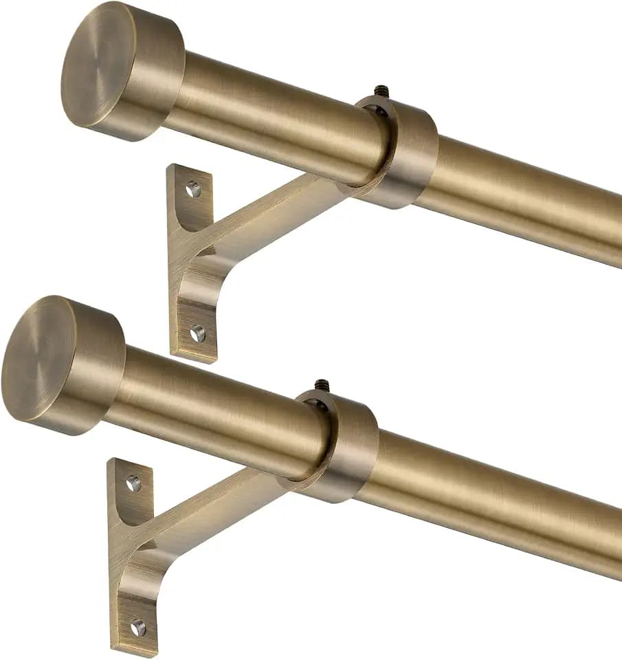 2-Pack Curtain Rod for Windows 48-84",Adjustable Window Curtain Rods with Premium Aluminum End Cap Finials and Full Surround Brackets,3/4"(0.062Feet) Diameter,Antique Bronze Drapery Rods for Curtains