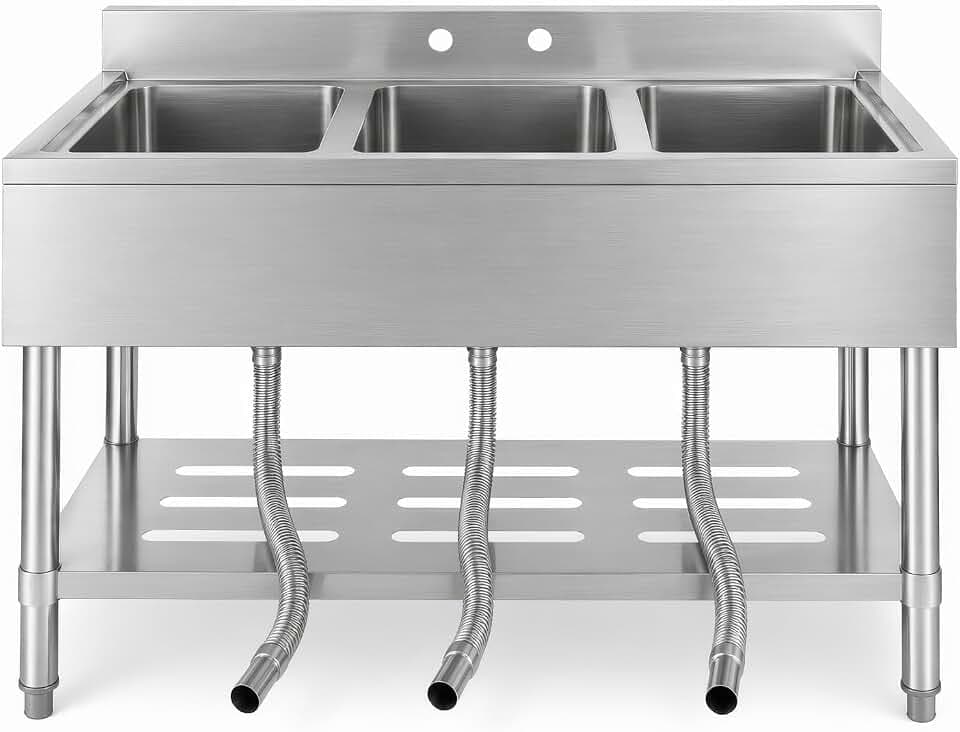 Freestanding 3-Compartment Stainless Steel Utility Sink
