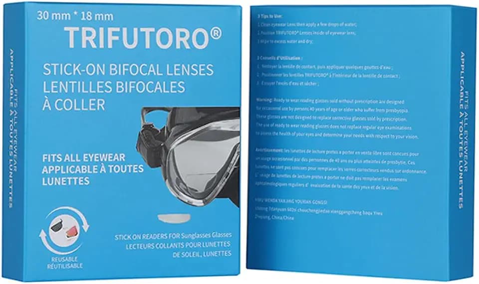 Stick On Bifocal Lenses Reader Magnifying Adhesive Reading Lens Sticker Sunglasses Diving Scuba Mask Goggles Glasses Magnifier Add On (3.0, x)