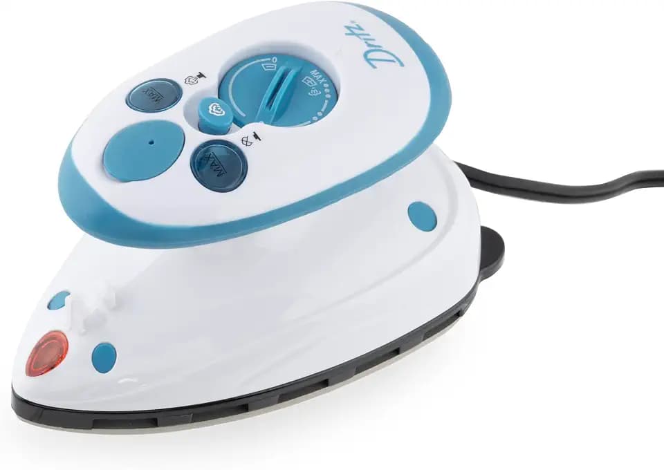 Dritz Mighty Travel Steam Iron – Mini Iron for Quilting, Crafts & Sewing, Compact Portable Travel Steamer for Home & On-the-Go Use