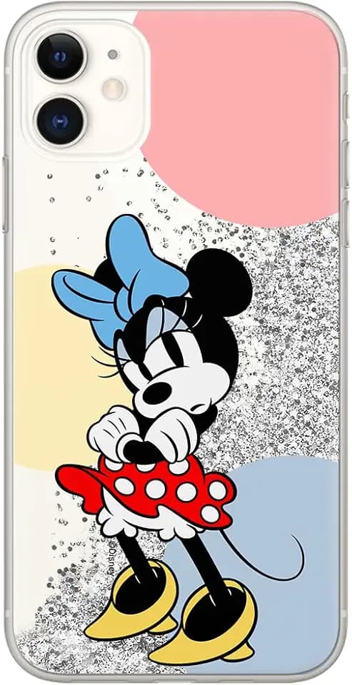 ERT GROUP Handyhülle für Apple iPhone 11 Original und offiziell Lizenziertes Disney Muster Minnie 078 optimal an die Form des Handy angepasst, mit Glitter Overflow Effekt