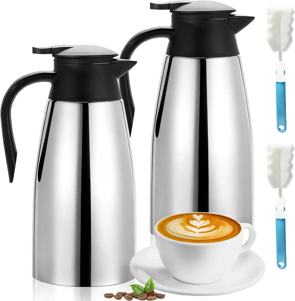 2 PCS 68 OZ Thermal Coffee Carafe Insulated Stainless Steel Pitcher