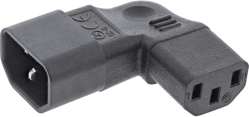 InLine® 16723E Netzadapter IEC 60320 C14 / C13, Links/rechts gewinkelt, 3pol. Kaltgeräte