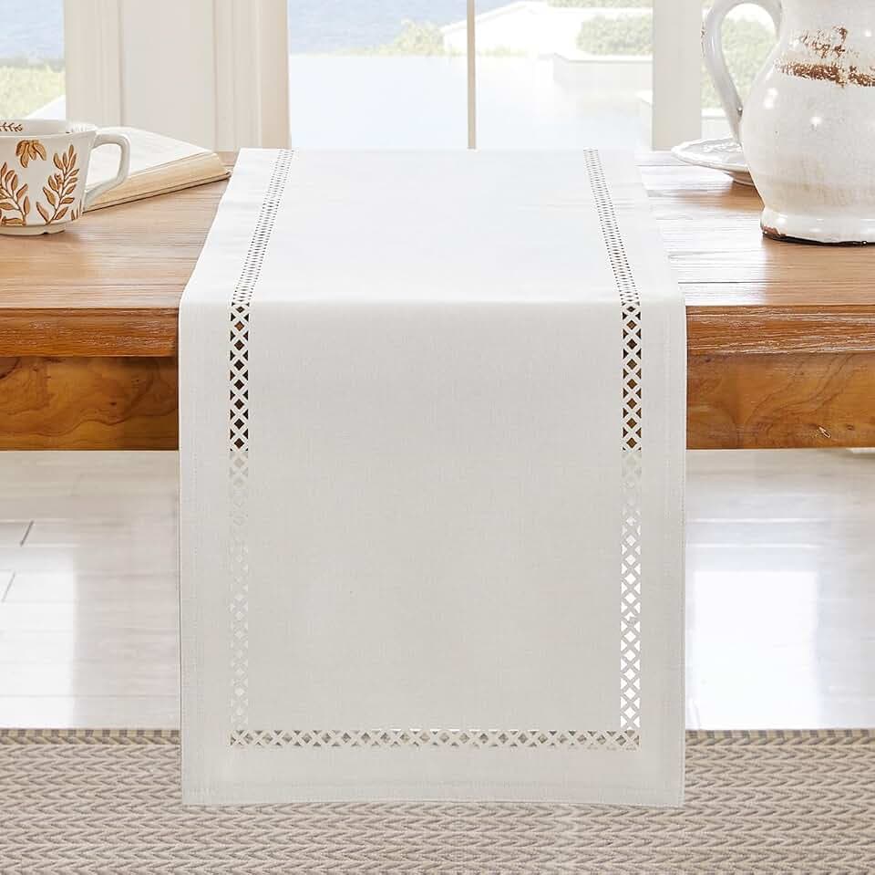 Rustic Burlap Table Runner, Off White Table Runners 72 inches Long