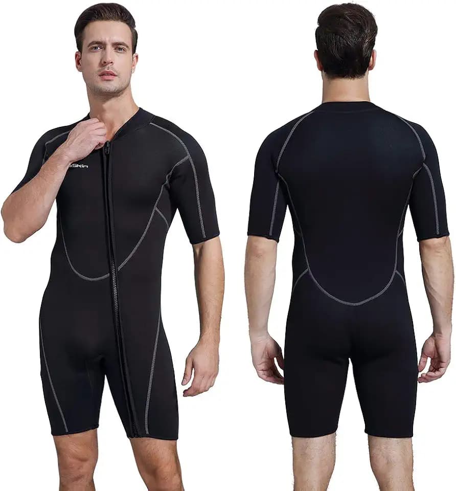Seaskin Mens 3mm Shorty Wetsuit Womens, Full Body Diving Suit Front Zip