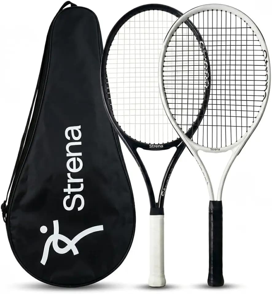 Strena Tennis Racket Set for Adults (2 Pack) – 27” Lightweight Recreational Racquets with Carry Bag – 4 1/4 Grip – Beginner & Casual Play