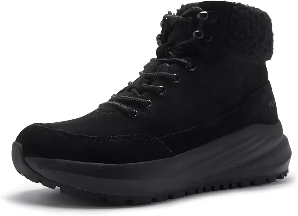 Women's Orthopedic Wide Snow Boots: Comfortable Winter Plantar Fasciitis Arch Support Diabetic Walking Shoes, Orthotic Leather Casual Trekking Warm Insulated Mid Ankle Boots for Foot Heel Pain Relief
