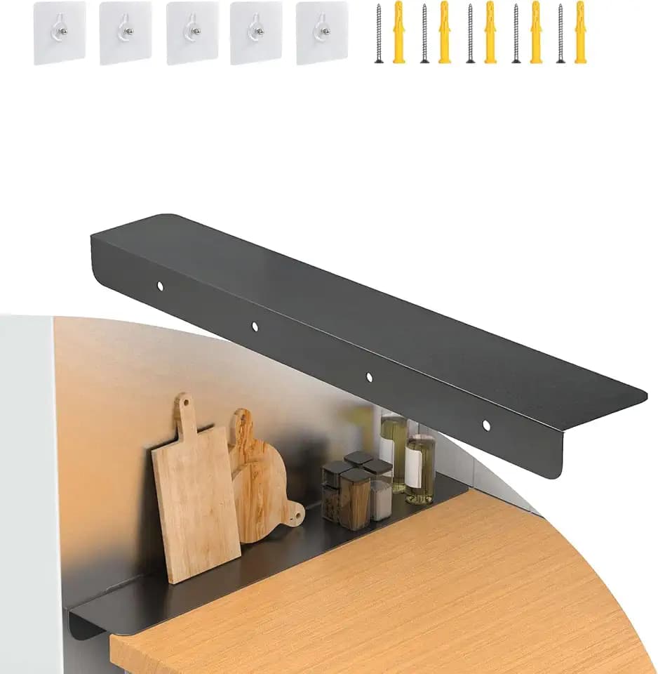 Metal Kitchen Refrigerator Gap Partition Countertop Gap Extension Board, Refrigerator Side Partition, Gap Covers Between Countertop And Walls, No Drill (Black, 23.62 * 3.93inch)