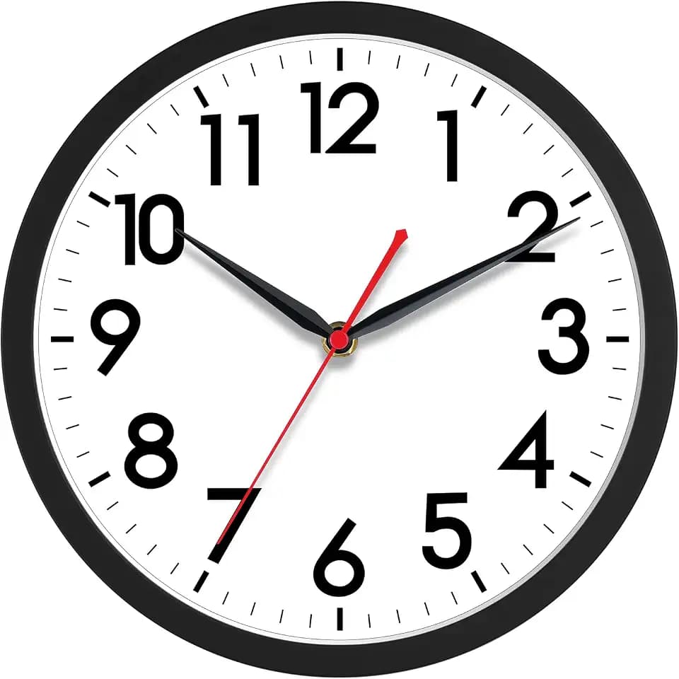 AKCISOT 18 Inch Wall Clock, Silent Battery Operated Analog Clock, Black