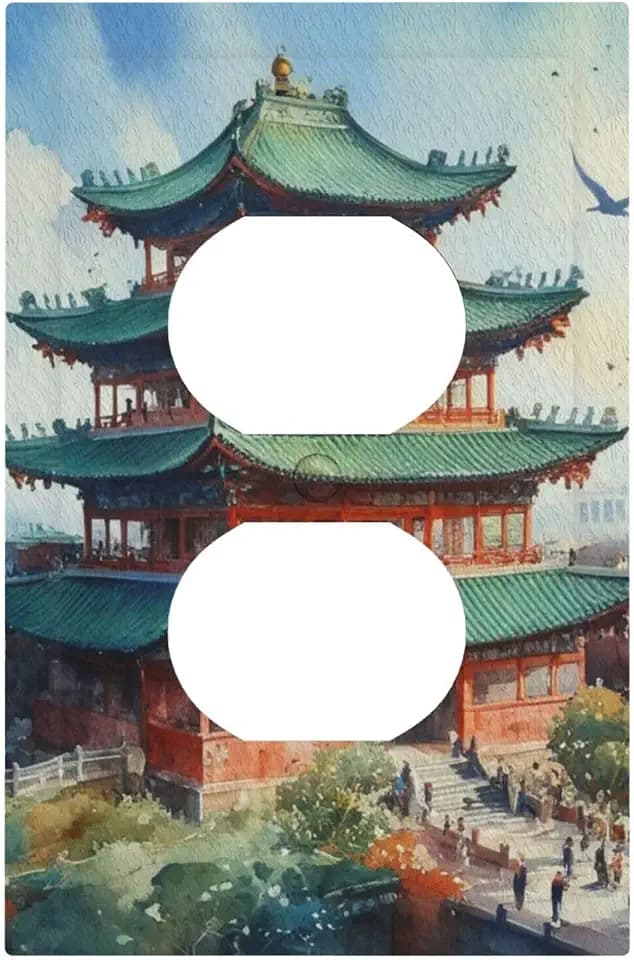 Decorative Art Light Switch Covers Ethereal Pavilion 1 Gang Single Duplex Outlet Wall Plate Switchplate Electrical Faceplate for Home Decor