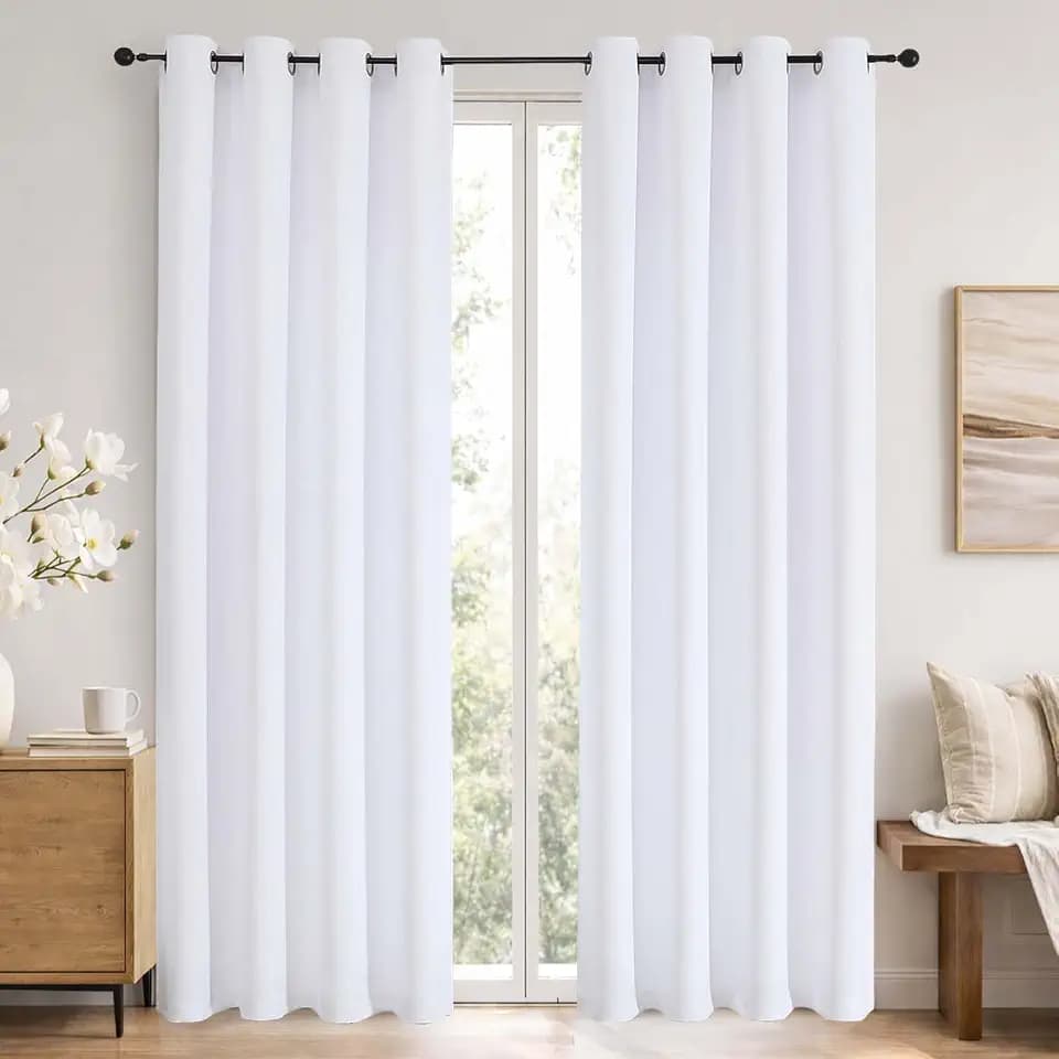 Simplebrand Pure White Room Darkening Curtains 84 Inch Length 2 Panels Set for Bedroom/Living Room, Solid Light Blocking Thermal Insulated Grommet Energy Saving Window Treatment Drapes, Each 52" Wide