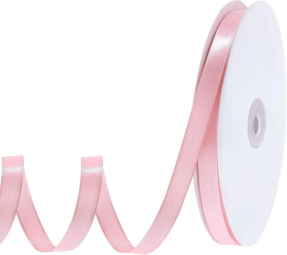 woric 120 Yards Pink Ribbon 3/8 Inch Light Pink Satin Ribbons