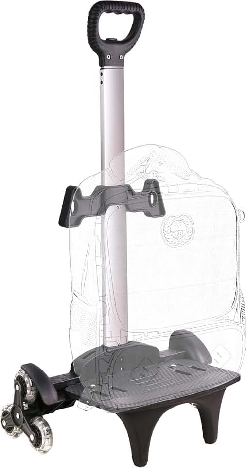 Backpack Trolley, Wheeled Cart Aluminum Alloy, Folding Trolley Cart for Schoolbag, 6 Wheels Luggage Cart