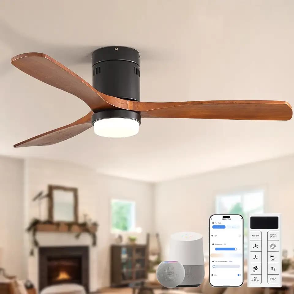 Sofucor 52 Inch Smart Ceiling Fans with Lights, Low Profile Flush Mount