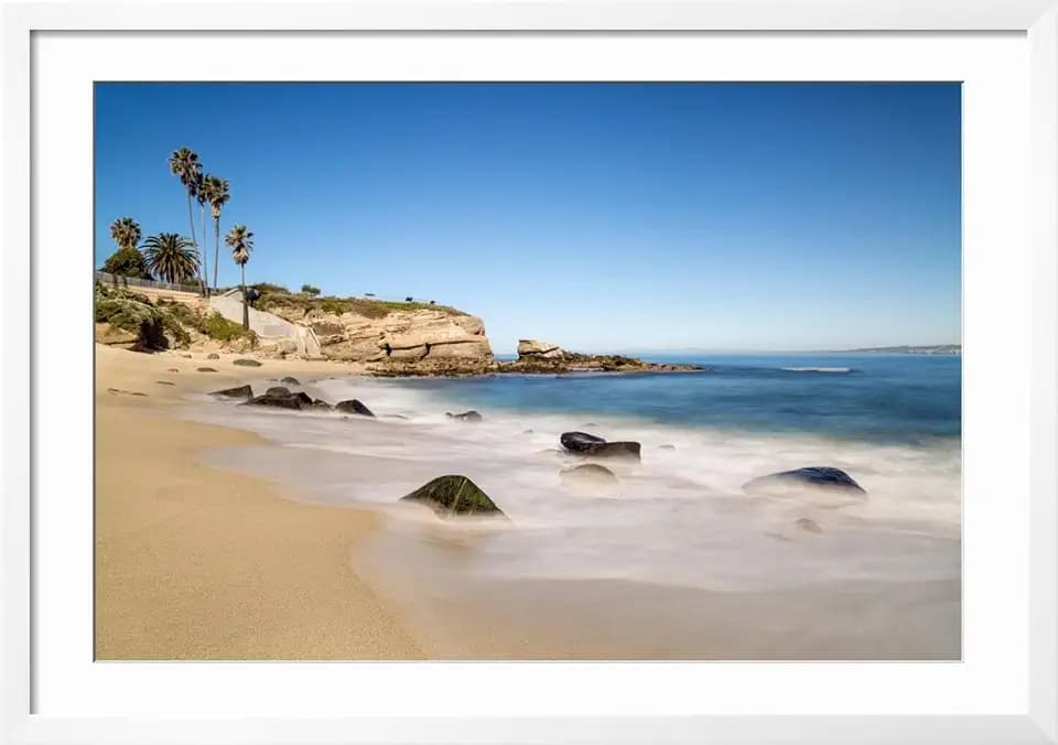 ART.COM Wall Photographic Print USA, California, La Jolla. Quiet morning at La Jolla Cove on White Frame by Ann Collins, 44" x 32"