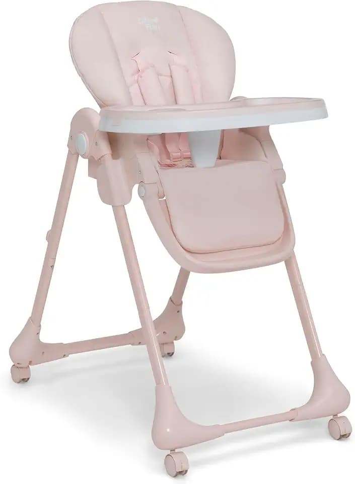 Little Folks by Delta Children 2-in-1 SlimFold High Chair for Babies and Toddlers, Pink