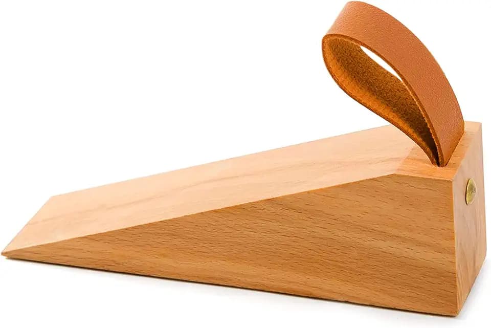 Large Wood Door Stopper, Solid Wooden Non-Slip Door Wedge, Sturdy and Durable Door Stop Wedges, Fit for Door Bottom Seam (0.2" - 2") Large 1 Pack