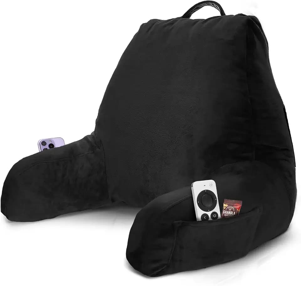 Nestl Reading Pillow for Bed, Back Pillow for Sitting Up in Bed, Black