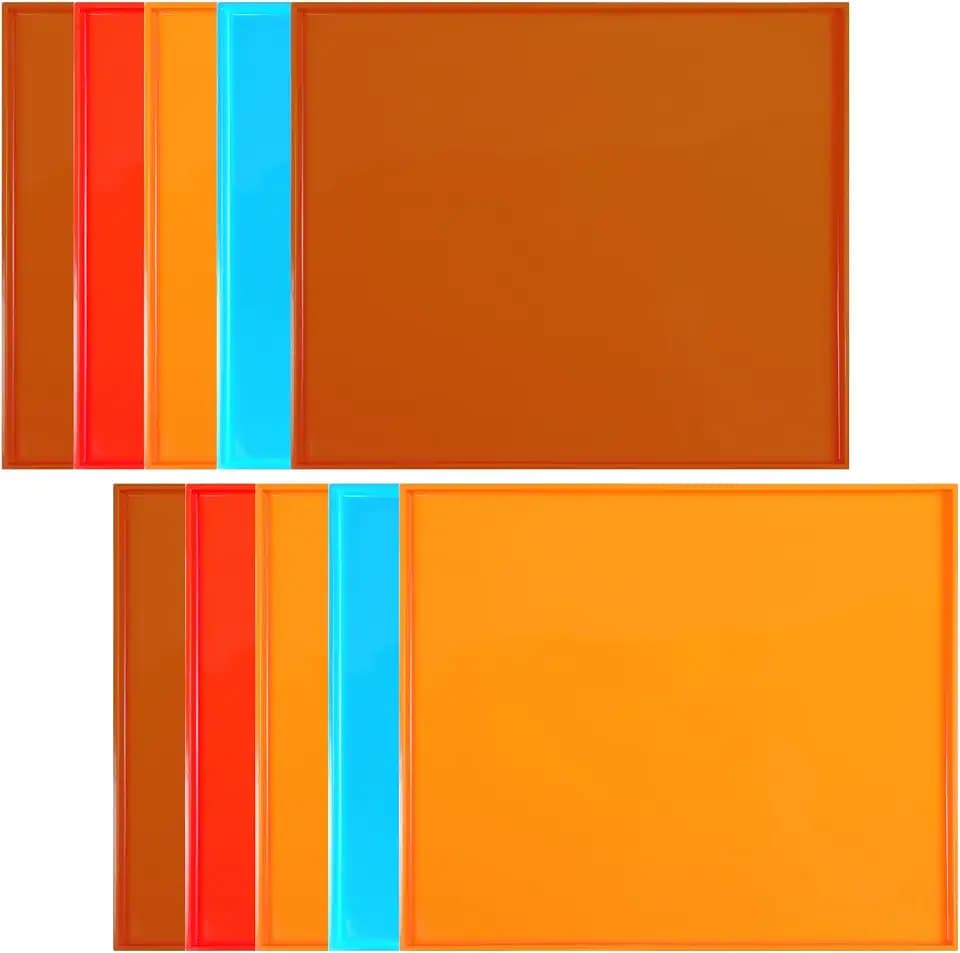 10 PCS Silicone Dehydrator Sheets with Edge, 12 x 10 Inch Nonstick Dehydrator Trays Mats, Reusable for Fruit Leather, Jerky, Meat, Vegetables (4 Colors)