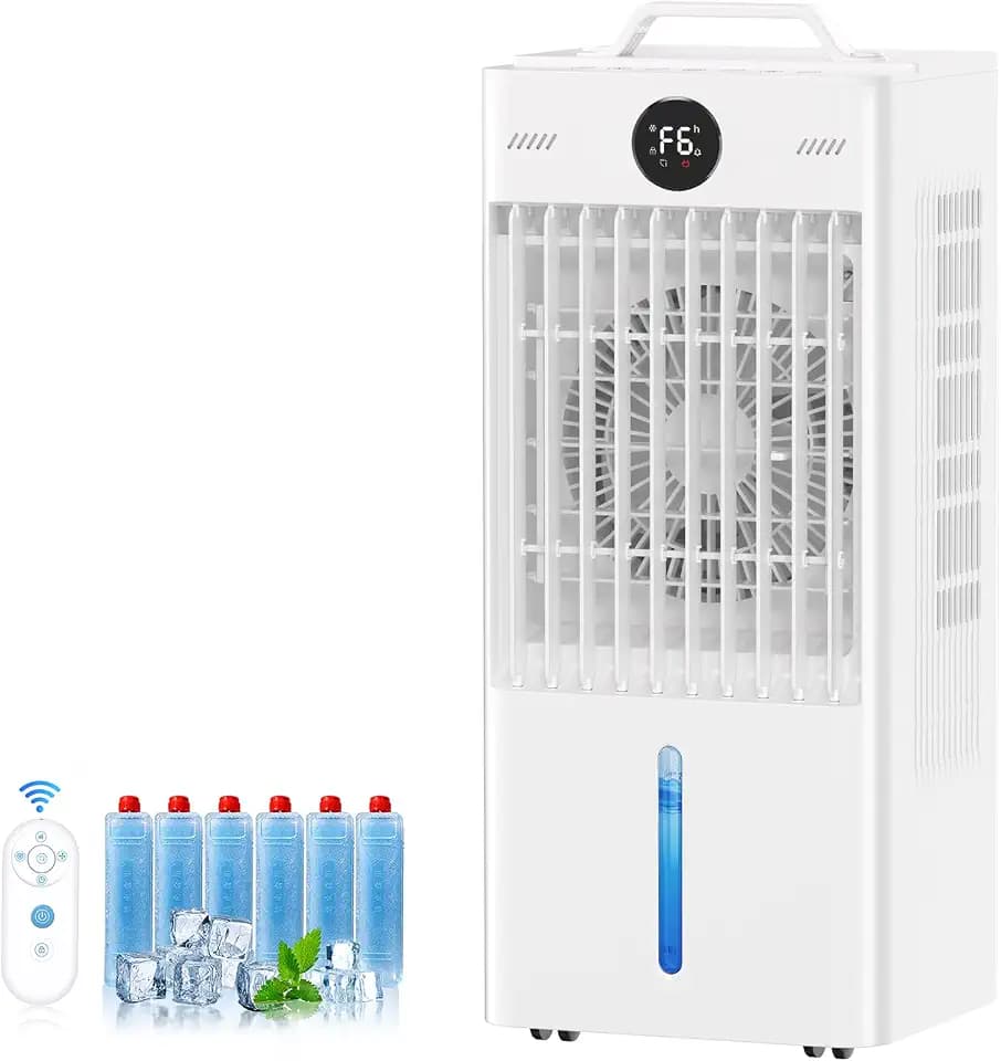 Portable Air Conditioners Fan, Windowless Evaporative Air Cooler 2 Modes & 6 Speeds, 12H Timer for Smart Auto-off, 3-Gals Tank for 20H Cooling,16FT Remote,No Hose Needed,38db Swamp Cooler