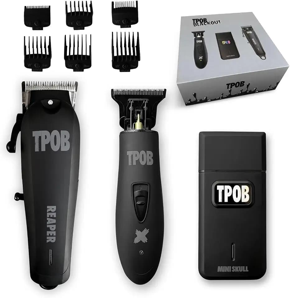 TPOB Slime 2 Barber Hair Clippers Trimmer Shaver Set for Men with Matte case and X Fade Blade (Black Pack)