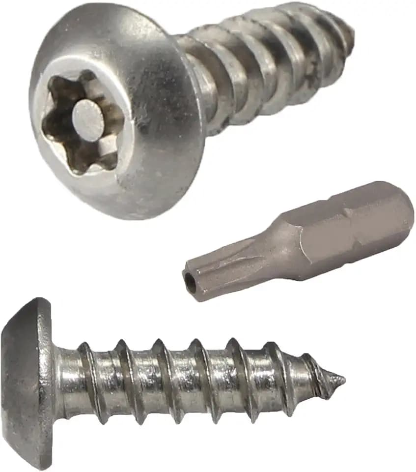 Fastenere Torx Security Sheet Metal Screws - #8 x 1/2" (25-Pack) Button Head, Tamper-Resistant, Anti Theft Stainless Steel Screws for Higher Level of Safety & Secure Fastening Solution