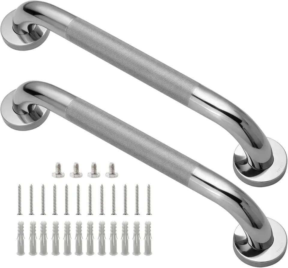 Shower Grab Bar, 2 Pack 16 Inch Bathroom Grab Bar, 1.25" Diameter 304 Stainless Steel Anti-Slip Grab Bars for Bathtubs and Showers, Handicap Shower Grab Bar for Seniors Elderly