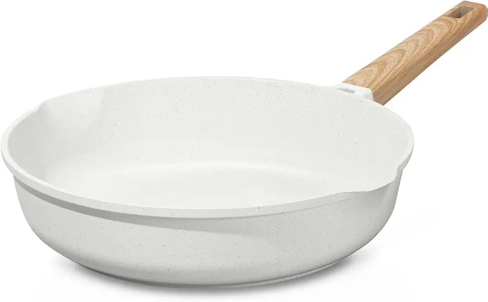 ESLITE LIFE 9.5 Inch Ceramic Nonstick Frying Pan, Cream White