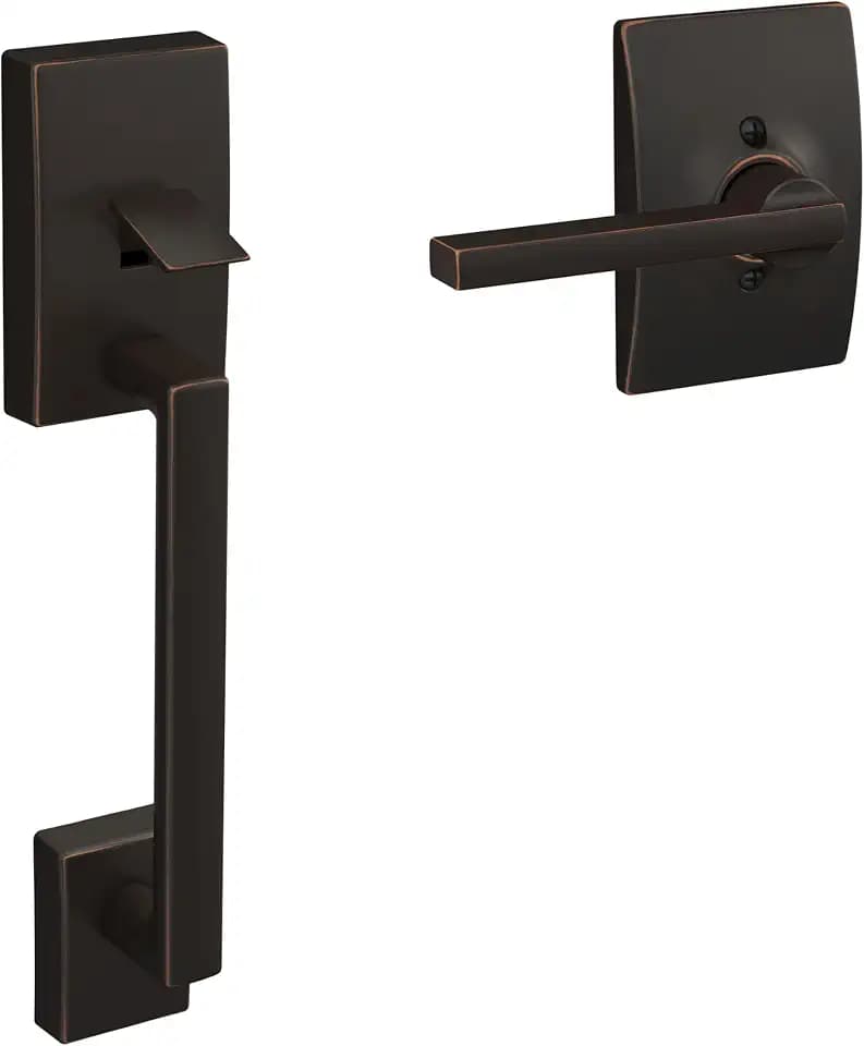 Schlage Century Lower Half Entry Handleset, Latitude Lever, Aged Bronze