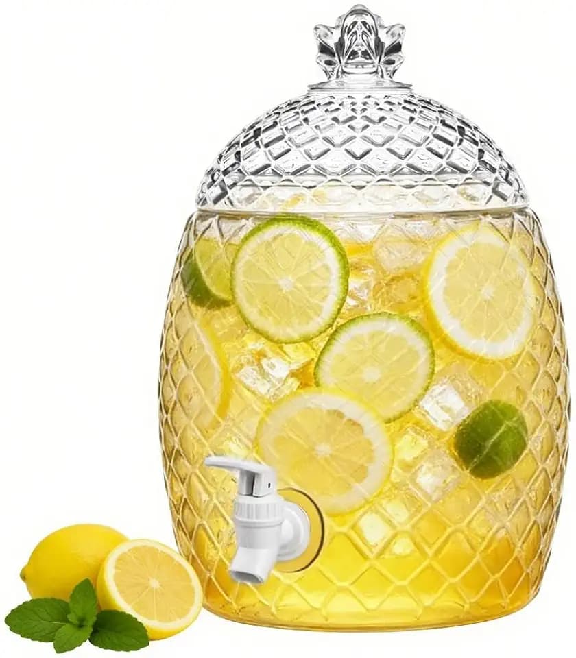 Lily's Home Pineapple Shaped Plastic Beverage Dispenser with Spigot - 2 Gallon Drink Dispensers for Parties - Transparent Design - Infuse Fruits Easily - Ideal for Iced Tea, Cocktails & Party, Events