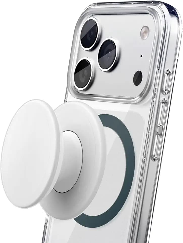 ENCASED Klappbarer Magnetischer Handygriff, Kompatibel mit MagSafe – Komfortabler Silikon-Fingerhalter für iPhone, Zusammenklappbar (Vanillecreme)