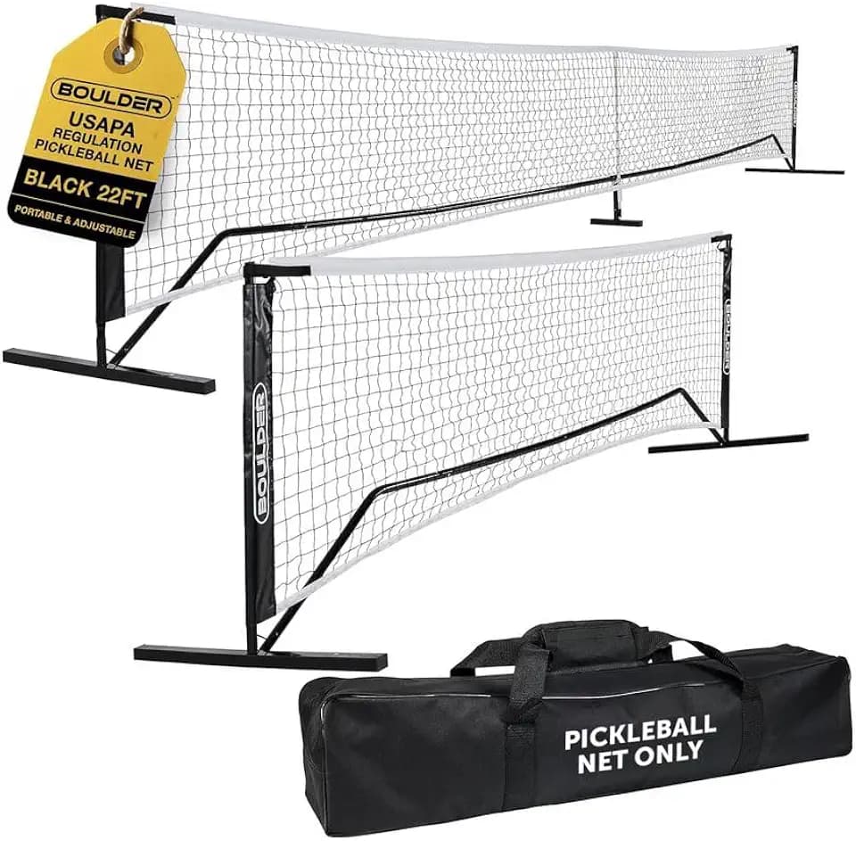 Boulder Portable Badminton Pickleball Net - Foldable/Extendable Poles for Multiple Sports Heights (UP to 5 ft) - Ideal for Tennis, Pickleball, Soccer Tennis - Easy Setup