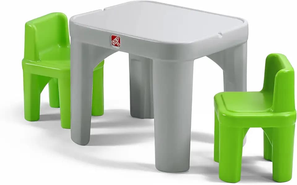 Step2 Mighty My Size Kids Table & Chair Set, Playroom Activity Table for Arts & Crafts, Made of Durable Plastic, For Toddlers 2+ Years Old, Gray & Green